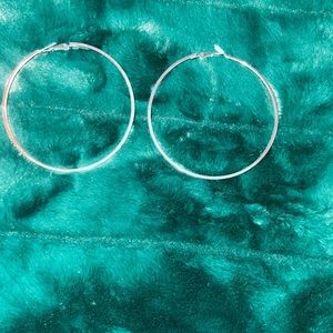 silver big hoop earrings